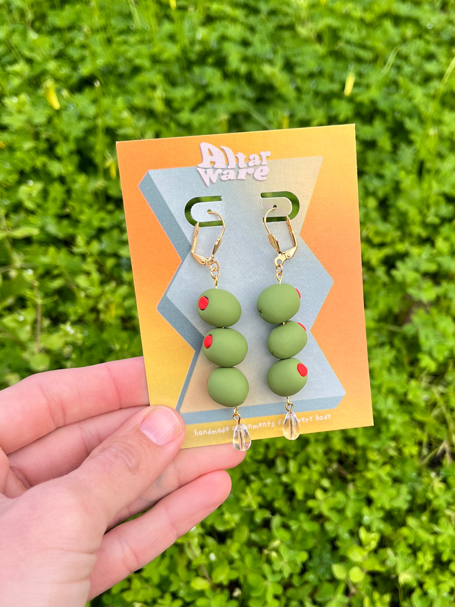 Martini Olive Earrings Altar Ware