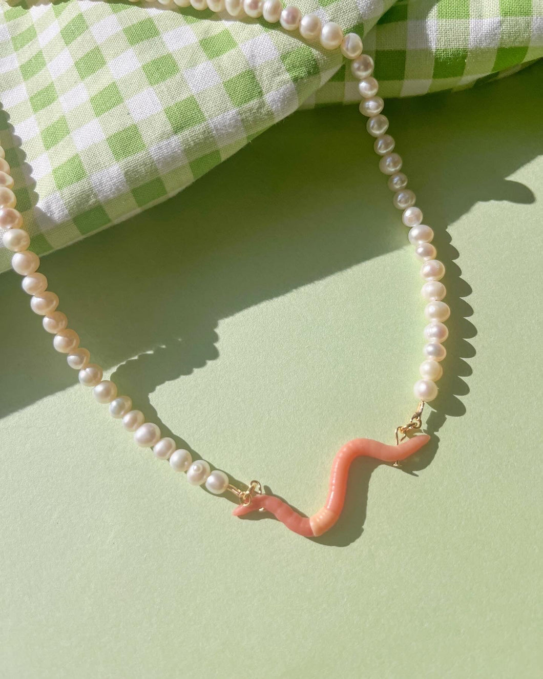 Earthworm Pearl Necklace